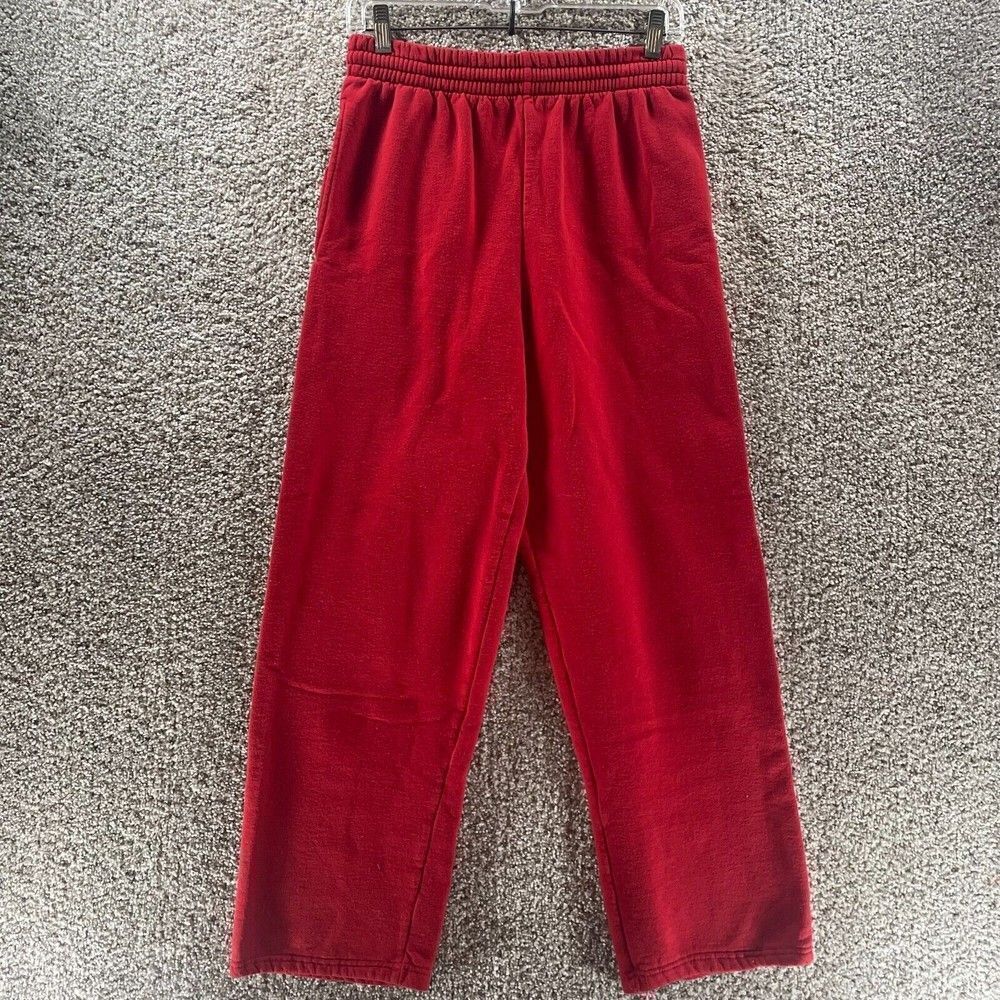 Fruit Of The Loom Pants Mens Small Red Sweatpants Cotton Pockets Athleisure Logo